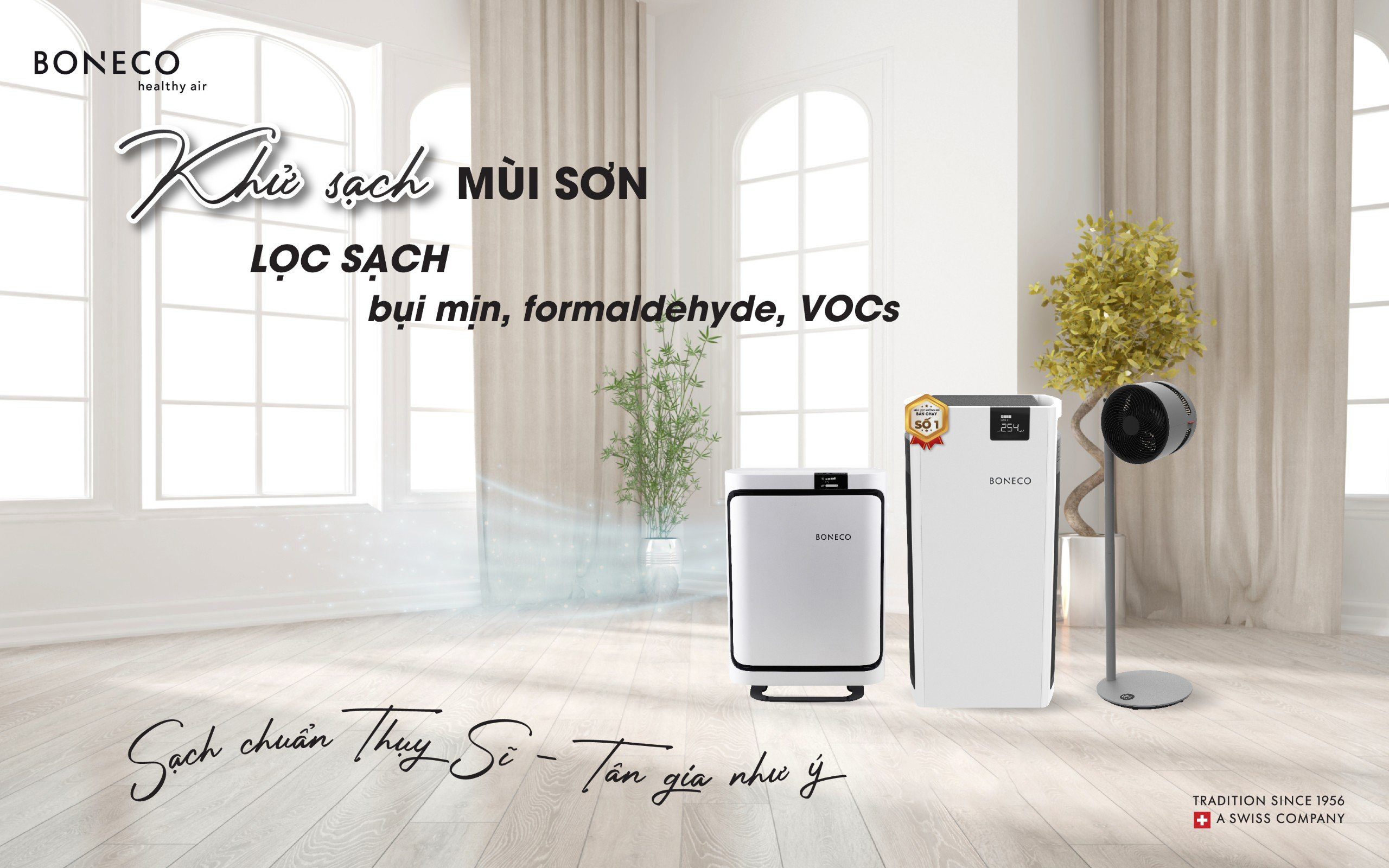 Máy lọc không khí BONECO - Giải pháp khử sạch mùi sơn, bụi mịn, formaldehype, xua tan nỗi lo nhà mới